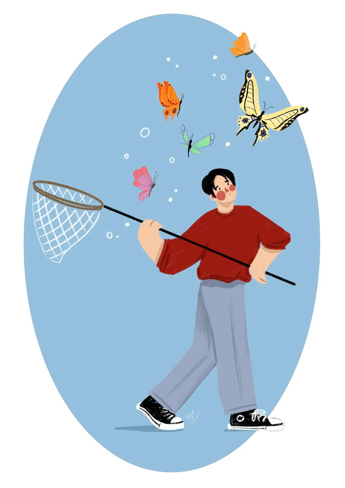 La chasse aux papillons — 르 프티 무슈 일러스트