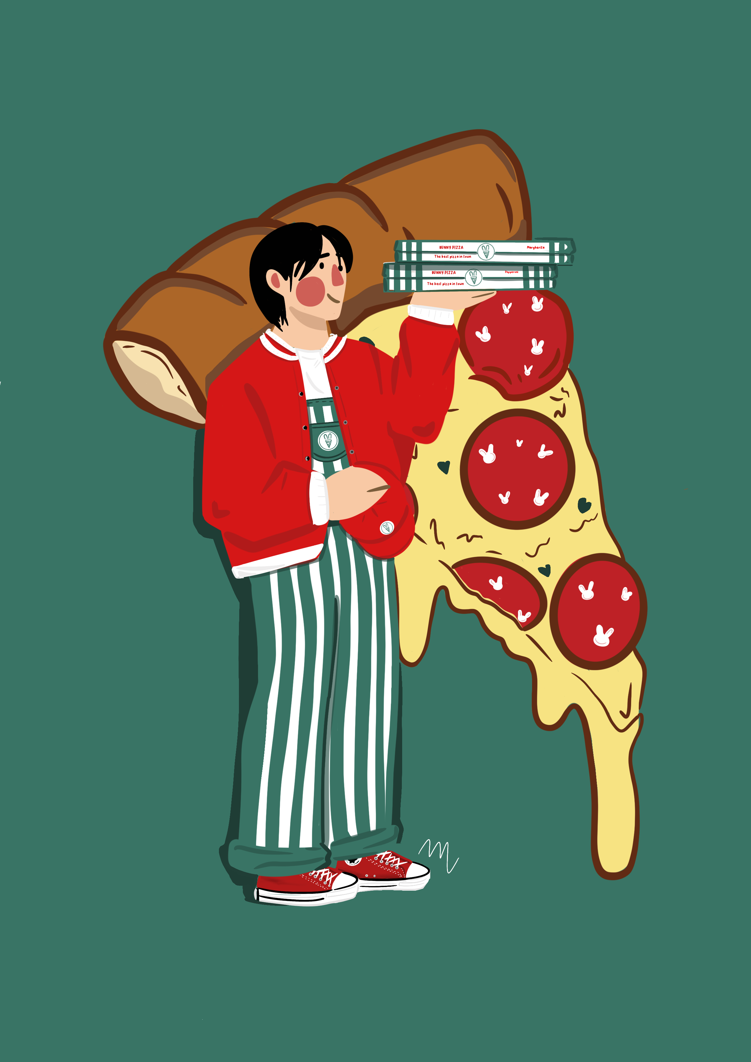 Pizza delivery — 르 프티 무슈 일러스트