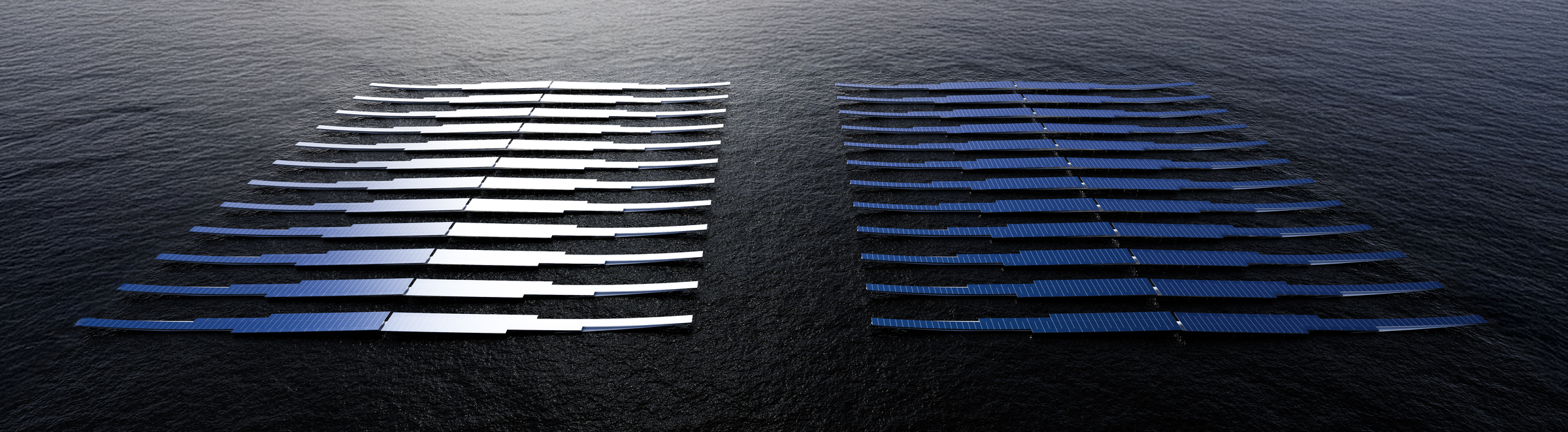 Floating solar panel arrays on water