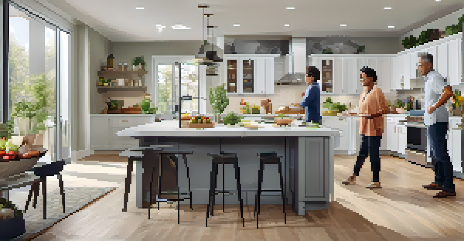 A multi-generational family cooking together in a modern kitchen, showcasing teamwork and shared responsibilities.