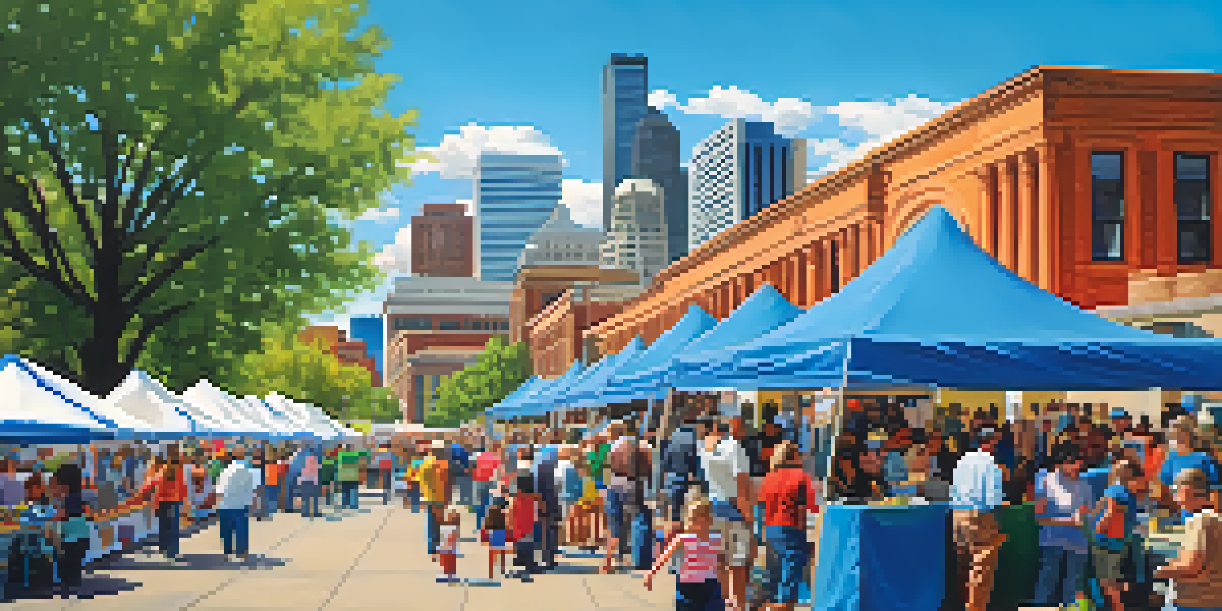 A lively outdoor community event in Denver with colorful booths and people engaging in activities, showcasing the city's cultural heritage.