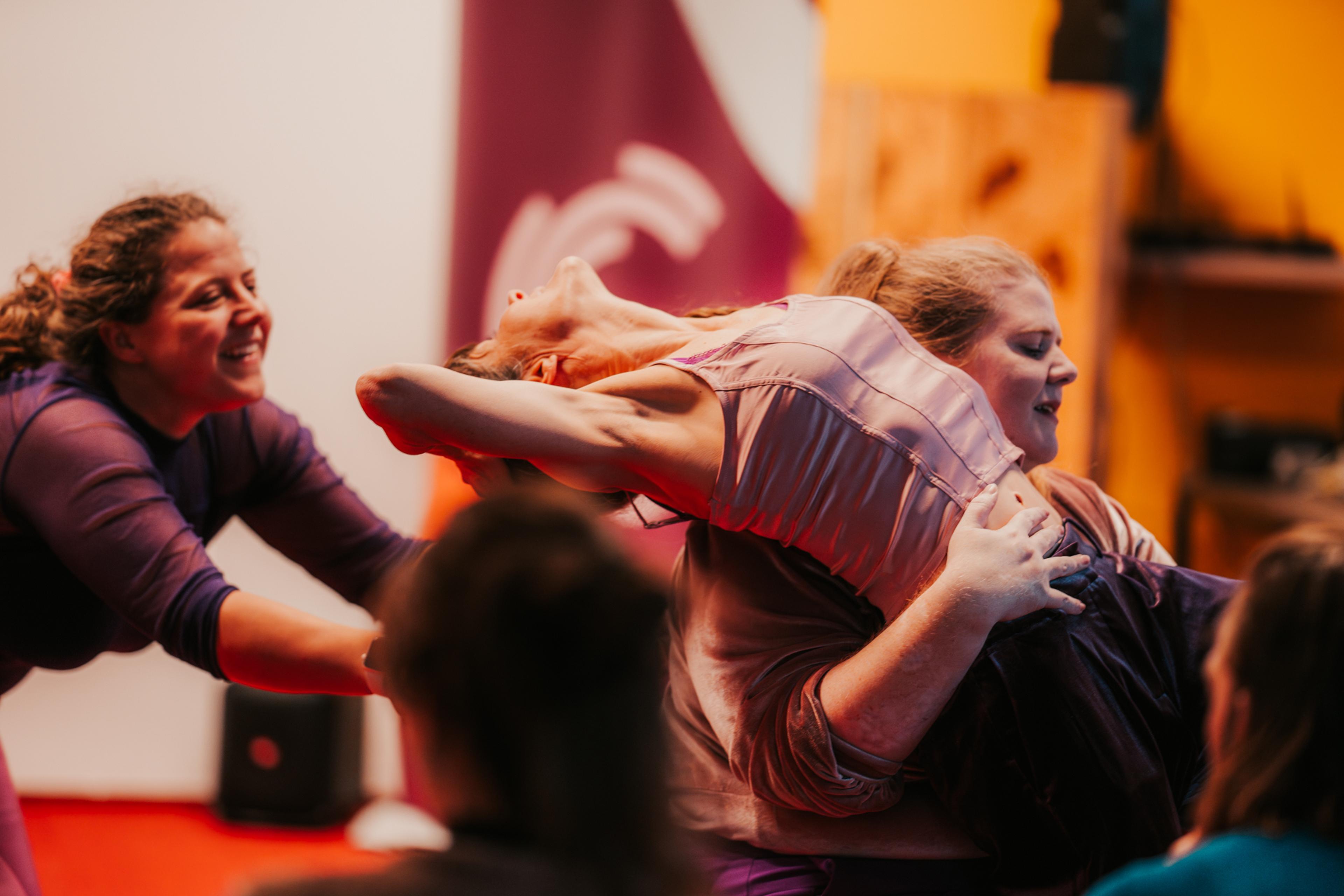 Performance in wheelchair with three people