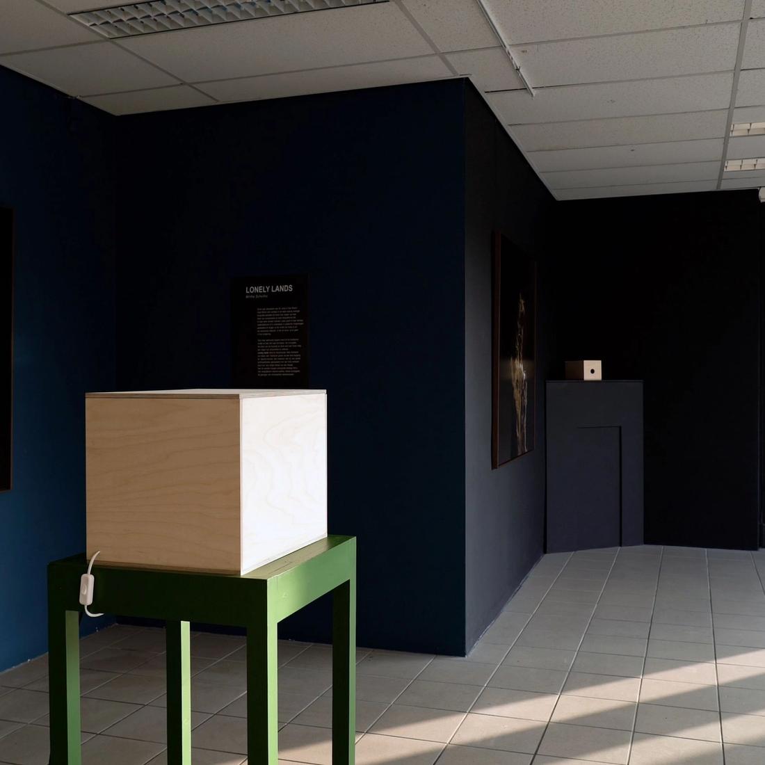 We zien een kijkdoos in de expositieruimte van de expositie Lonely Lands