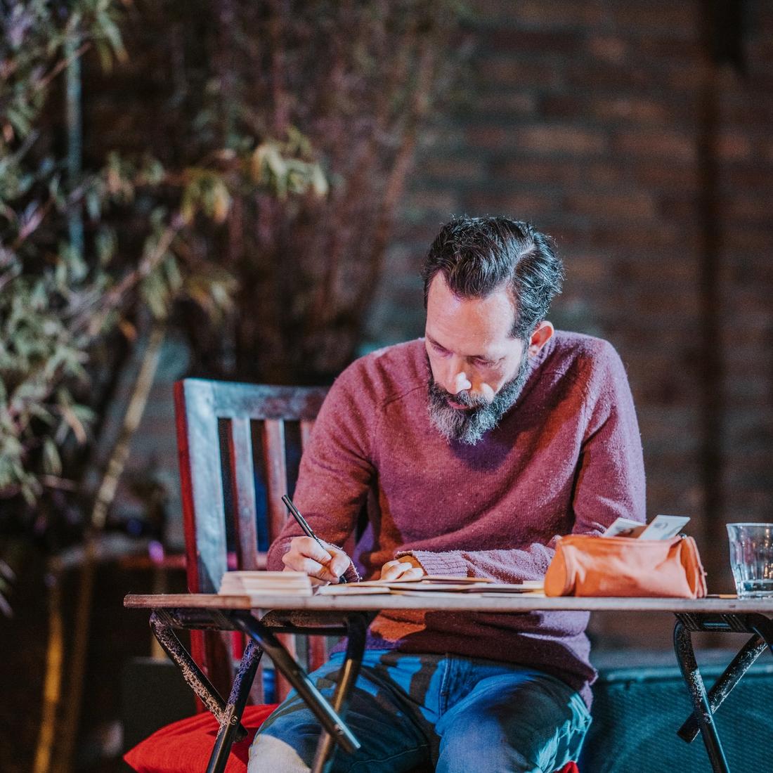 Photo of writing person
