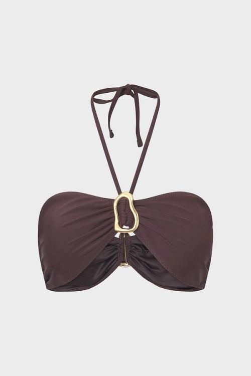 Bikini top packshot on gray background — swimwear photography GoPackshot