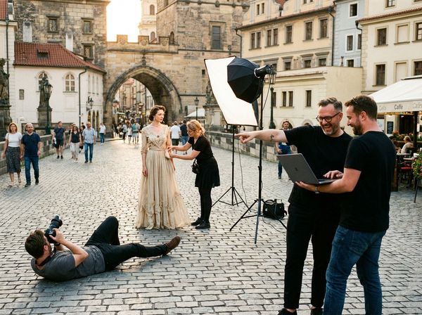 On-location fashion campaign shoot