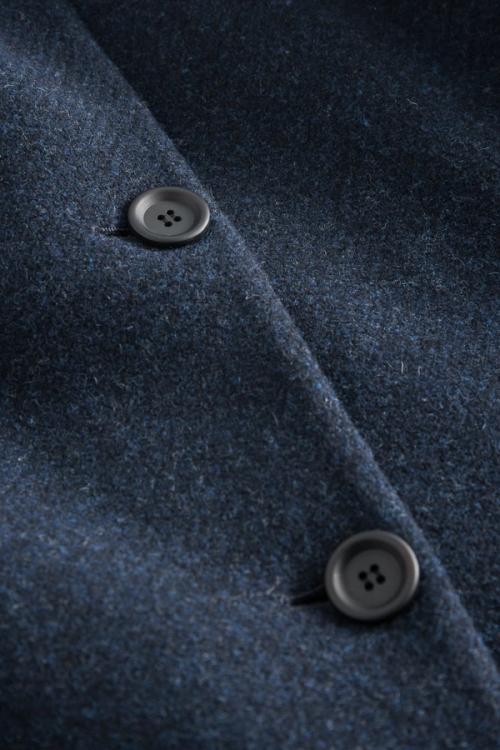 Coat button fabric detail macro photography — menswear studio GoPackshot