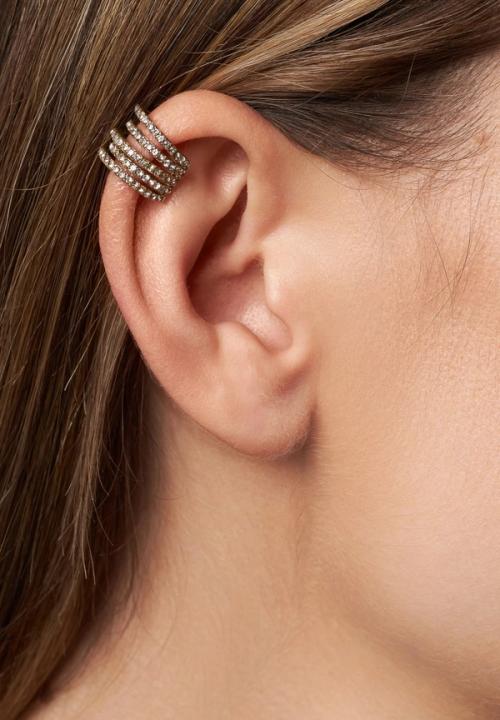 Earring on-model showing ear cuff styling — jewellery photography GoPackshot studio