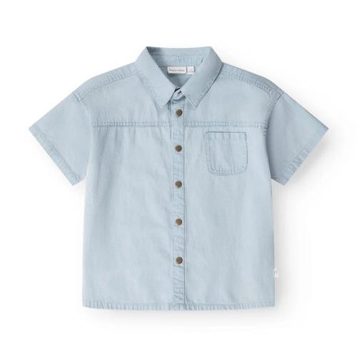 Kids short-sleeve shirt packshot on white background — childrenswear studio GoPackshot