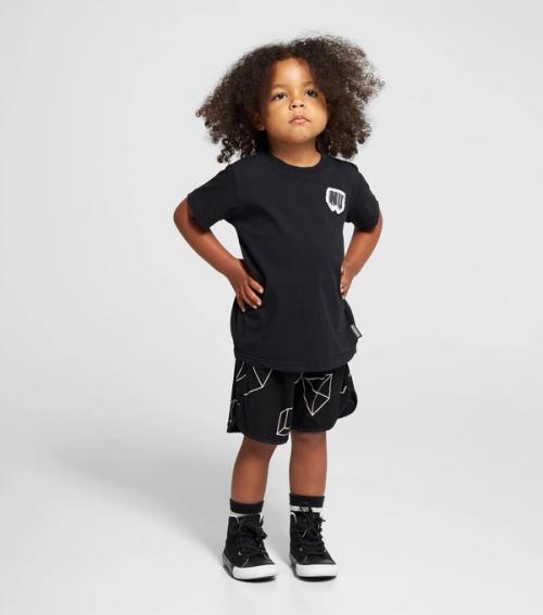 Kids t-shirt and shorts on-model photography — childrenswear ecommerce GoPackshot