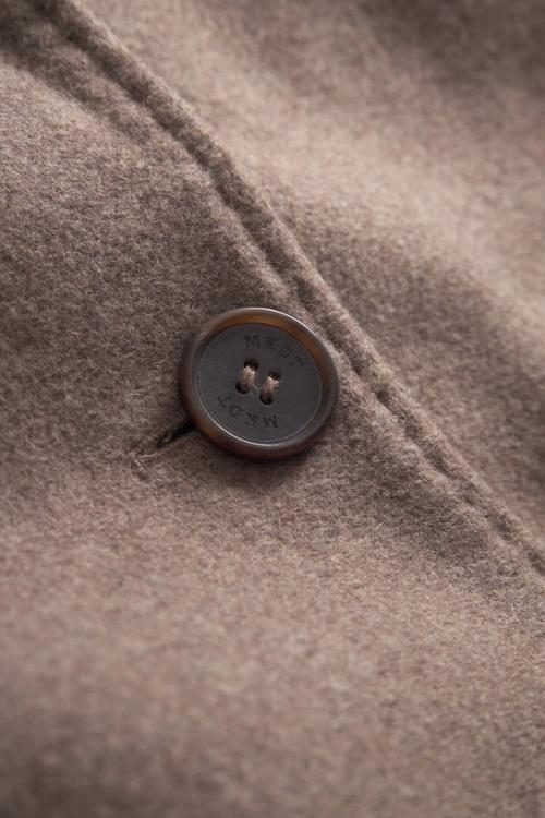 Jacket fabric button detail macro photography — menswear GoPackshot