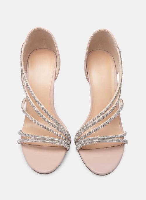 Heel pair overhead packshot showing strap detail — GoPackshot studio