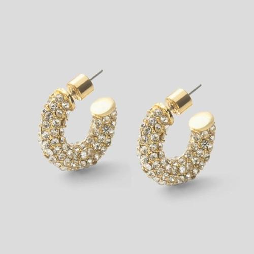 Earrings crystal-encrusted hoop pair packshot — jewellery photography GoPackshot