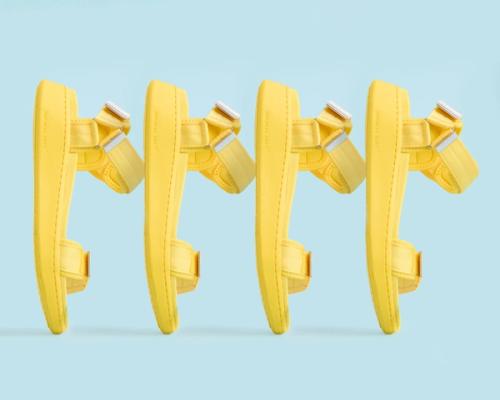 Sandal repetition pattern photography on colored background — GoPackshot studio