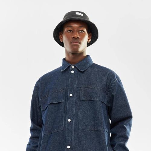 Denim shirt on-model photography — menswear studio GoPackshot