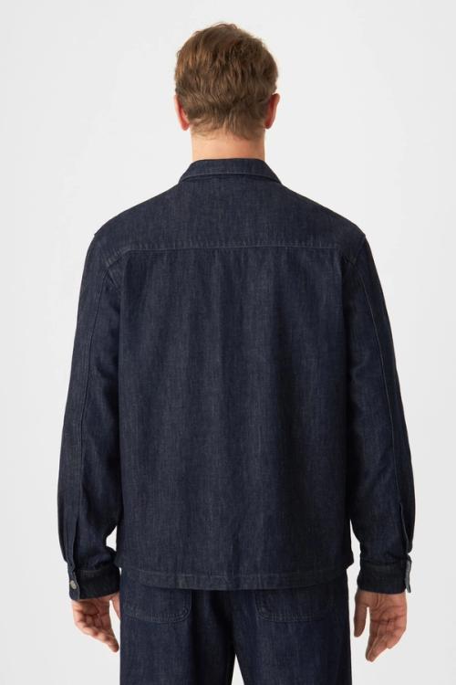 Denim shirt back view on-model — menswear studio GoPackshot