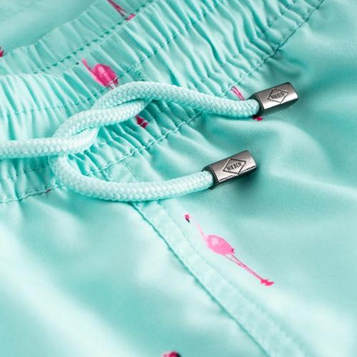 Swim shorts drawstring detail macro — swimwear product GoPackshot studio
