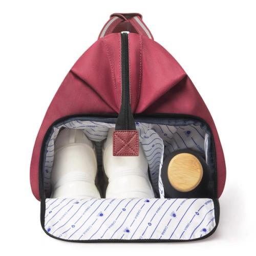 Backpack shoe compartment open detail — GoPackshot studio