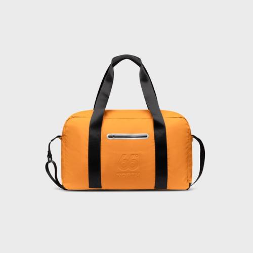 Duffle bag front packshot on gray background — GoPackshot studio