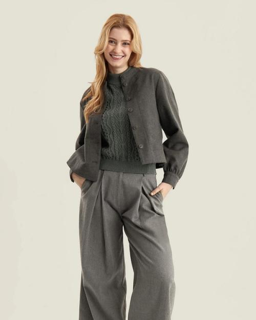 Jacket layered outfit on-model photography — womenswear ecommerce GoPackshot