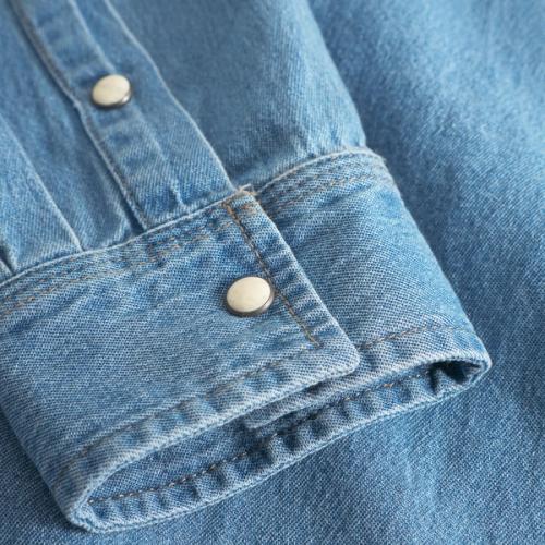 Shirt cuff snap button detail photography — menswear studio GoPackshot