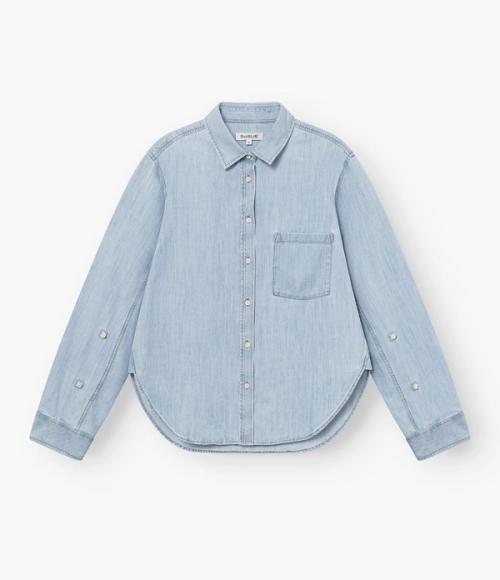 Shirt flat-lay packshot on white background — womenswear ecommerce GoPackshot