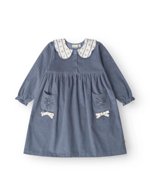 Kids corduroy dress packshot on white background — childrenswear ecommerce GoPackshot