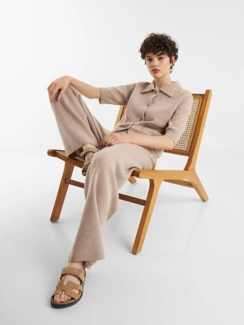 Cardigan set on-model lifestyle photography — womenswear ecommerce GoPackshot