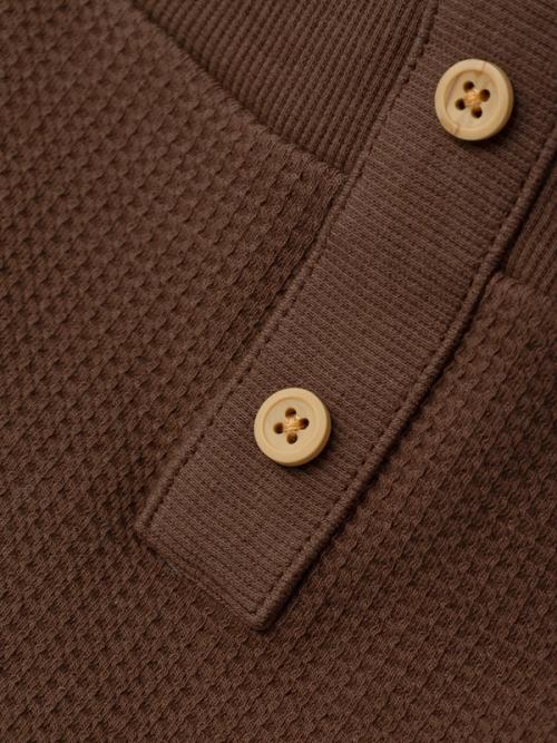 Kids sweater waffle knit button detail close-up — childrenswear studio GoPackshot