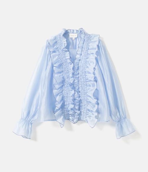 Blouse flat-lay packshot on white background — womenswear ecommerce GoPackshot