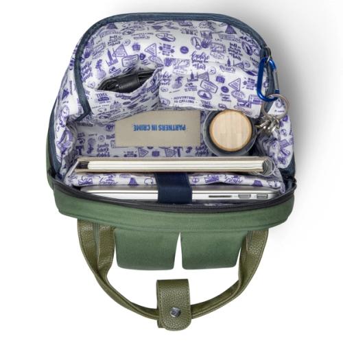 Backpack open interior top-down photography — GoPackshot studio