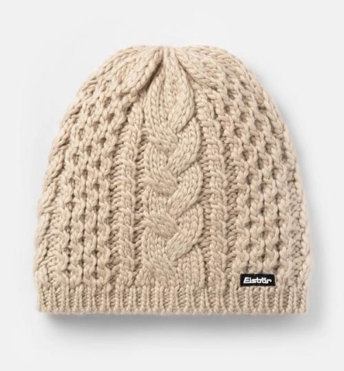 Beanie flat lay packshot on neutral background for ecommerce