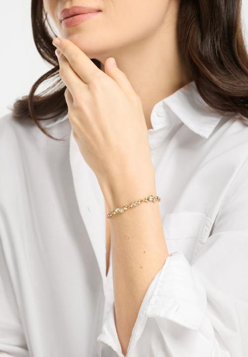 Gold bracelet on-model photography with white shirt styling — jewellery GoPackshot