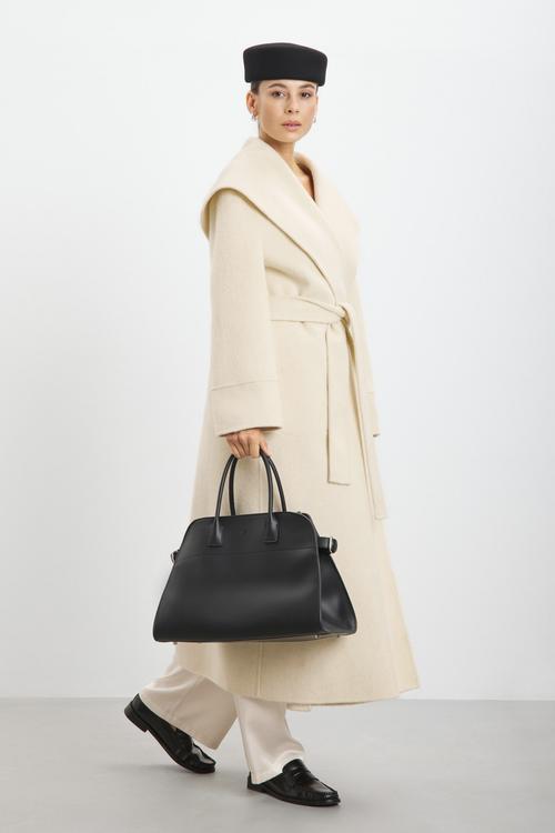Wool wrap coat on-model full-length photography — womenswear ecommerce GoPackshot