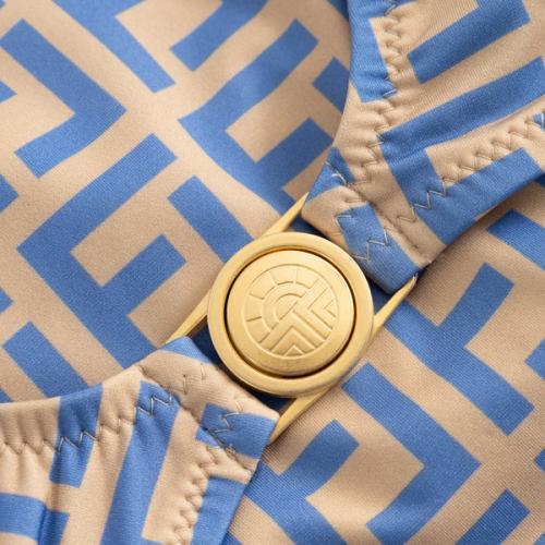 Swimwear button detail macro photography — product detail GoPackshot studio