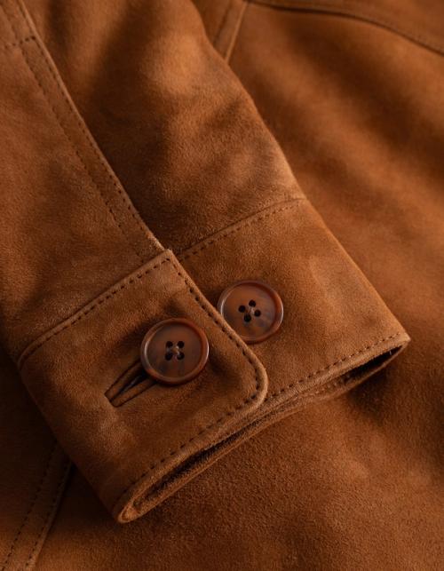 Jacket suede cuff button detail photography — menswear GoPackshot
