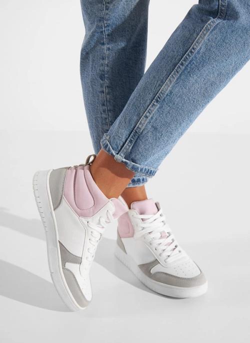 High-top sneaker on-model photography with denim styling — GoPackshot studio