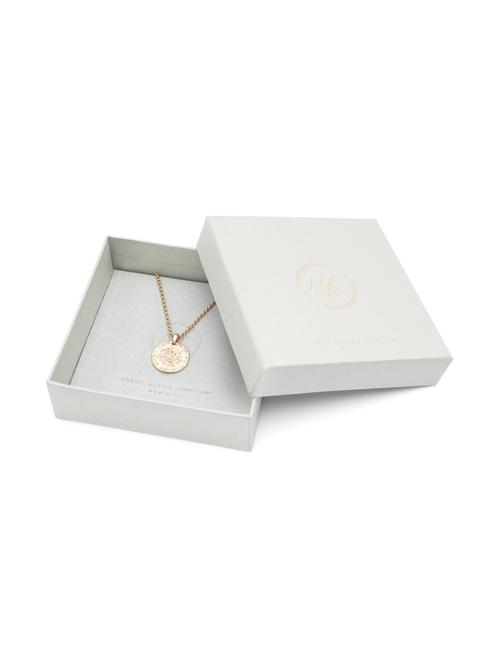 Gold pendant necklace packshot in gift box — jewellery ecommerce GoPackshot