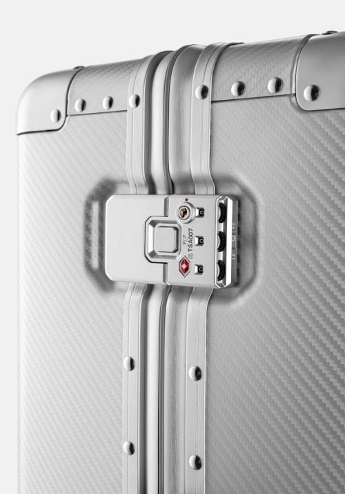 Suitcase TSA lock detail close-up — ecommerce GoPackshot studio