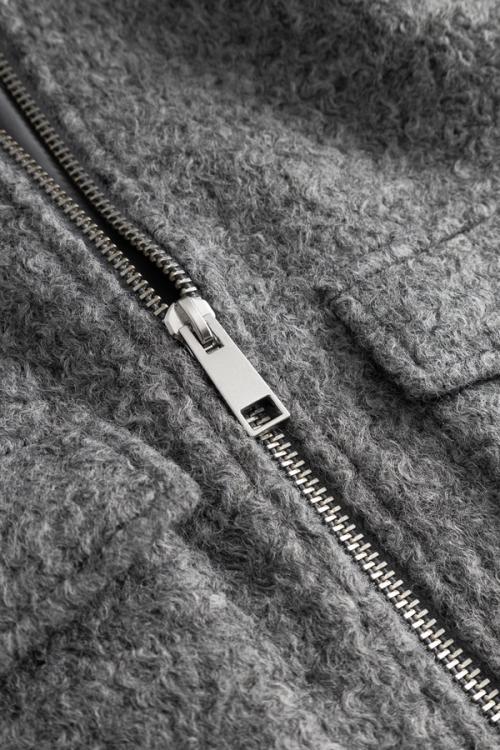 Jacket zipper hardware detail close-up photography — womenswear ecommerce GoPackshot