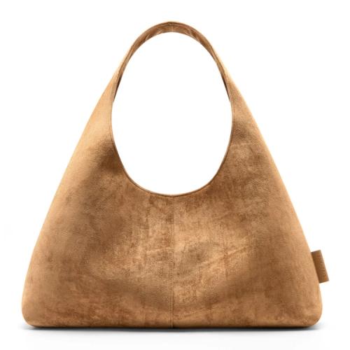 Hobo bag front view packshot on white background — GoPackshot studio