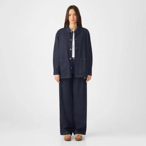 Jeans and denim jacket on-model — womenswear studio GoPackshot