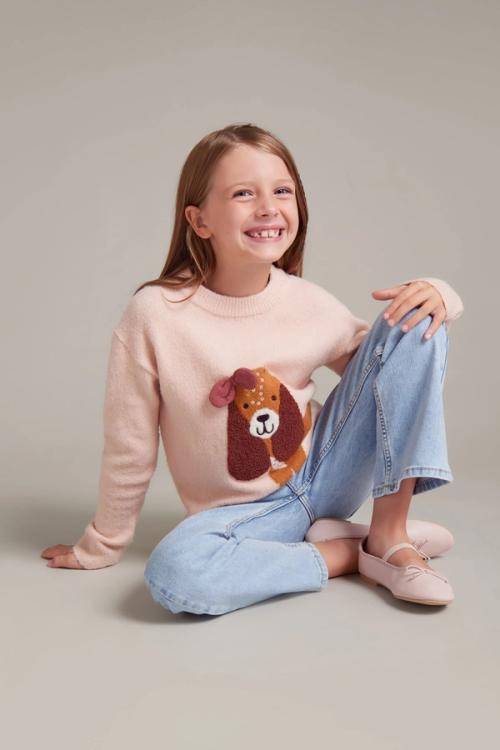 Kids sweater on-model lifestyle photography — childrenswear studio GoPackshot