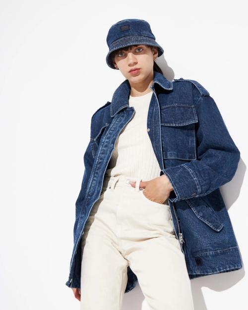 Denim jacket on-model womenswear — fashion studio GoPackshot