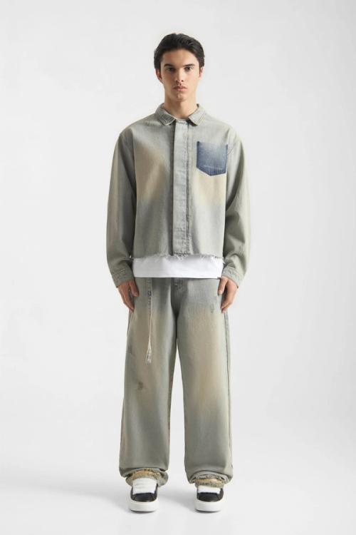 Jeans and denim shirt on-model — menswear studio GoPackshot