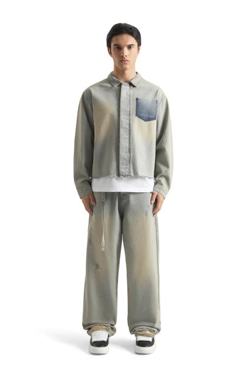 Shirt on-model full-body denim photography — menswear ecommerce GoPackshot