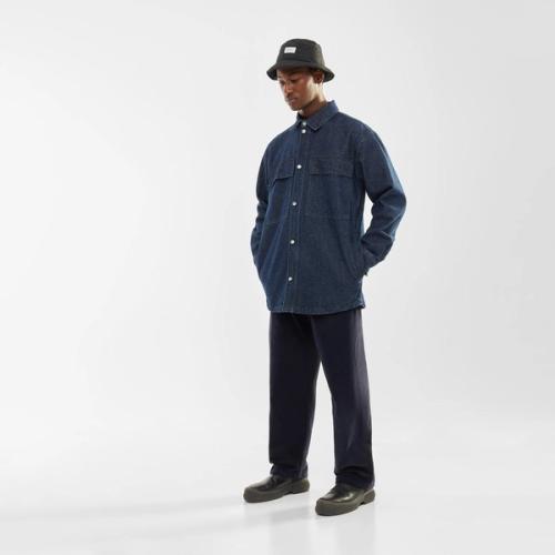 Denim shirt full outfit on-model — menswear studio GoPackshot