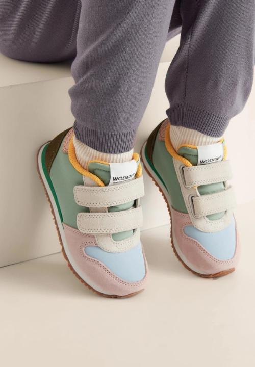 Kids sneaker on-model photography in studio setting — GoPackshot studio