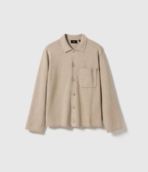 Cardigan flat-lay packshot on grey background — womenswear ecommerce GoPackshot