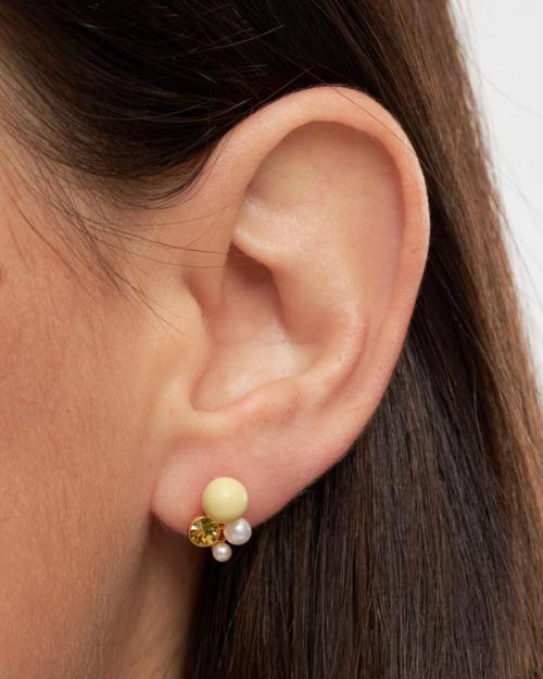 Earring on-model close-up showing cluster stud detail — jewellery photography GoPackshot